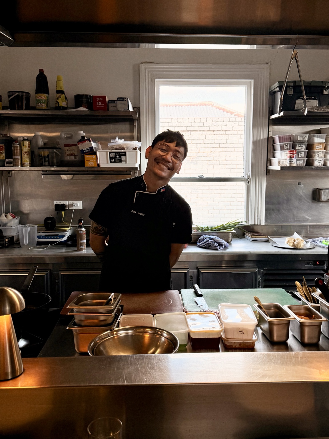 Chef Fhred in kitchen